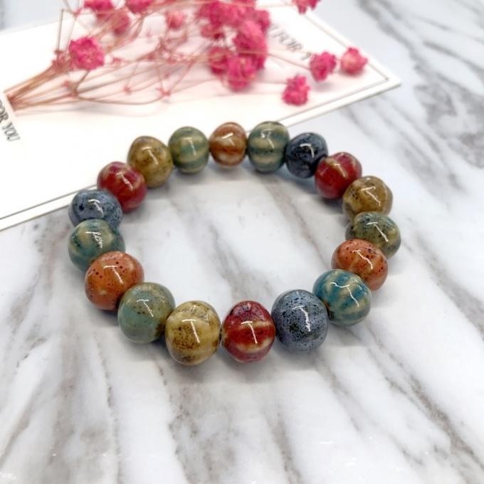 Estilo &eacute;tnico Venta de coraz&oacute;n de alta temperatura Esmalte de flores Esmalte de cer&aacute;mica de color Brazalete cer&aacute;mico Retro Brazalete pintado de m&uacute;ltiples estilos